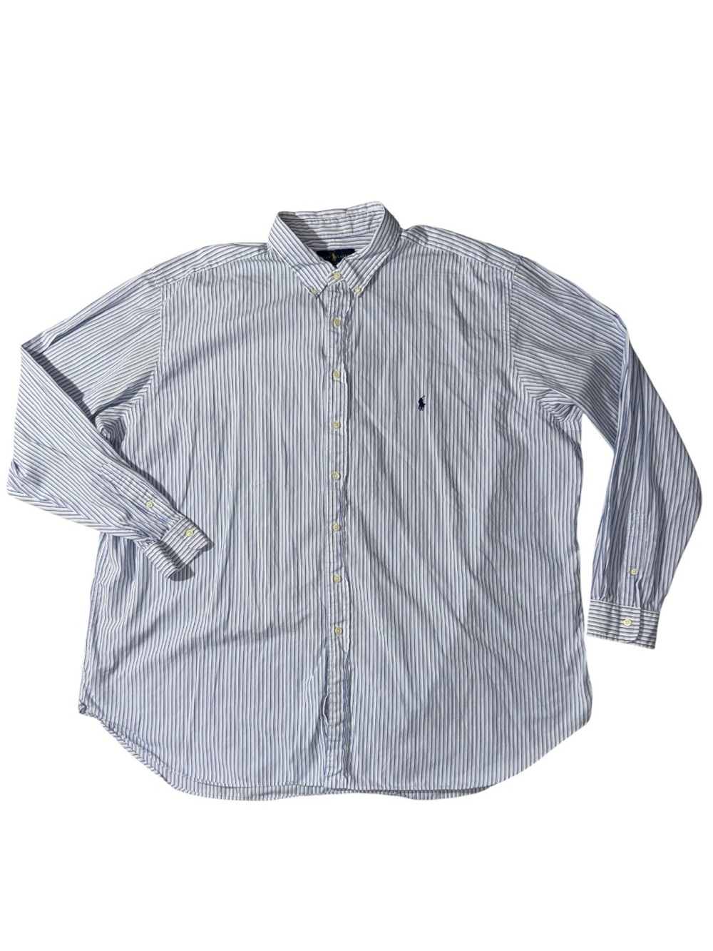 Polo Ralph Lauren mens 4XLT tall blue white stripe button down oxford shirt EUC